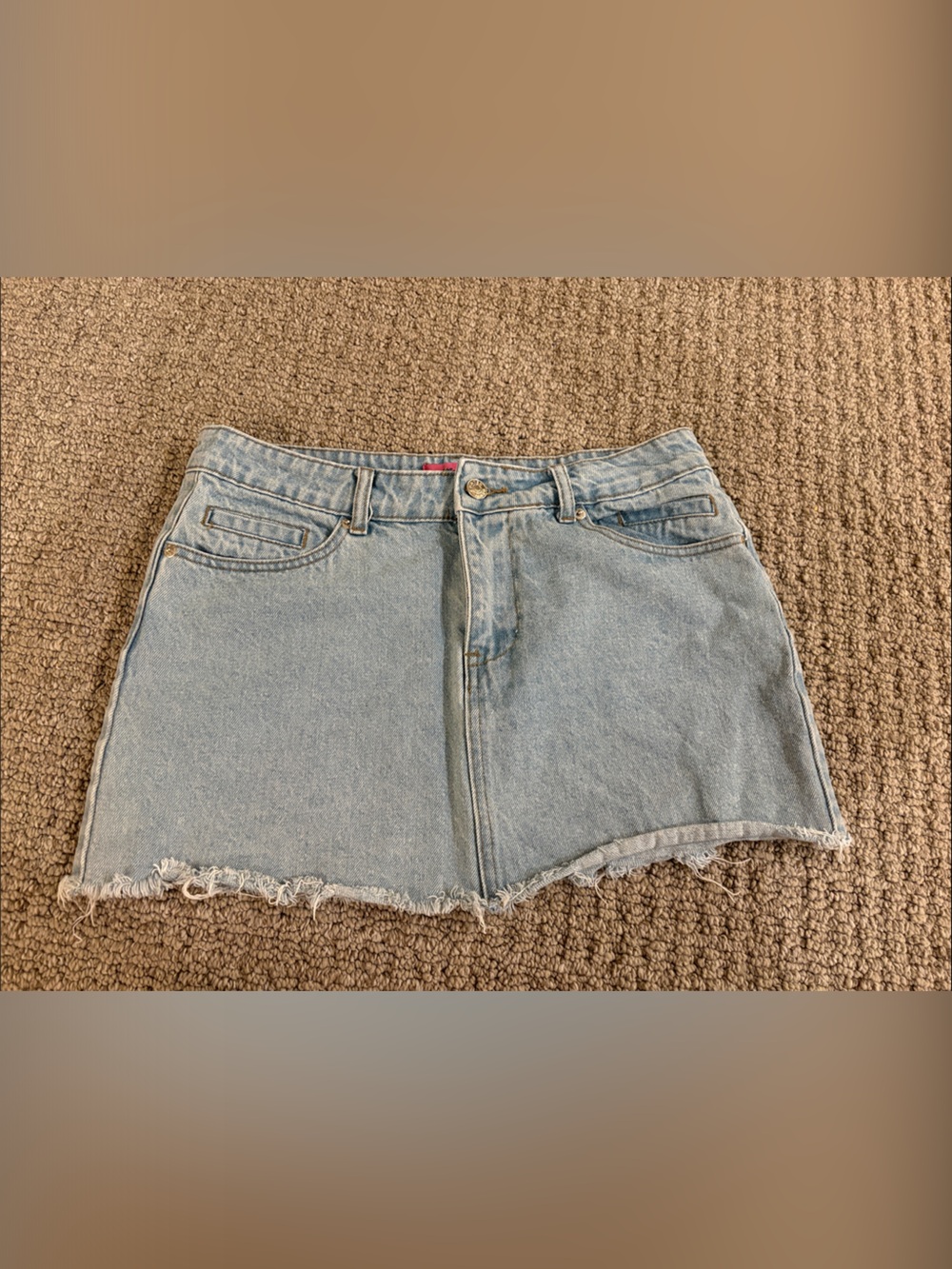 Edikted Light Blue Distressed Denim Shorts